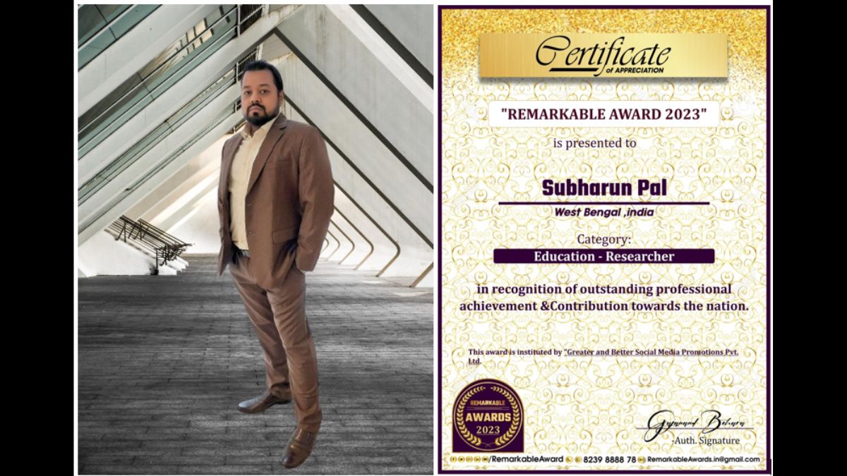 Subharun Pal Bestowed with the Coveted REMARKABLE AWARD 2023 for Pioneering Contributions in Educational Research
